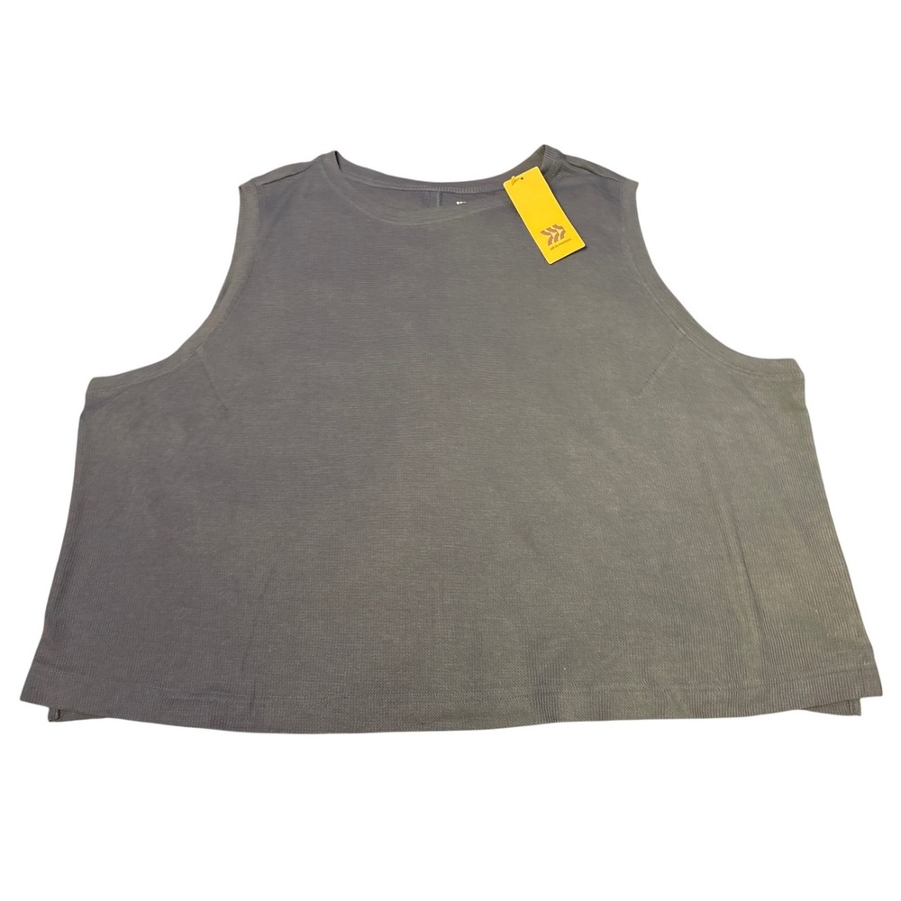 NEW All In‎ Motion Plus Size Green Waffle Knit Sleeveless Tank Top, Size 4X